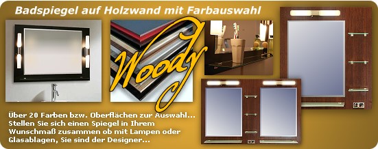 Badspiegel auf 
Holzreuckwand